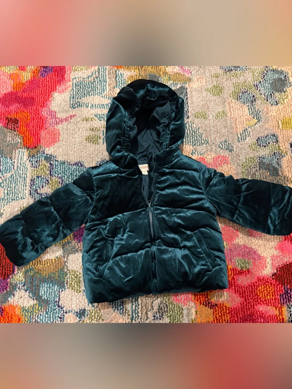 Gymboree Velvet Puffer Jacket in Dark Teal (Green/Blue)